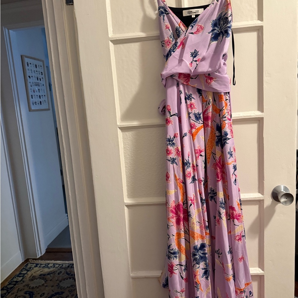 Diane Von Furstenberg Floral Maxi Dress in Lavender